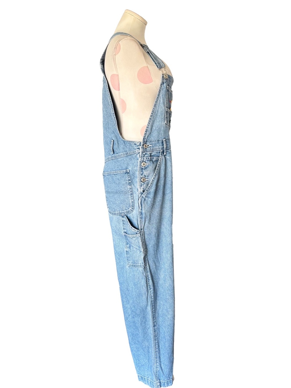 90s / Y2K Disney Vintage Overalls Winnie the Pooh Embroidered Carpenter Bib - L - Picture 3 of 9